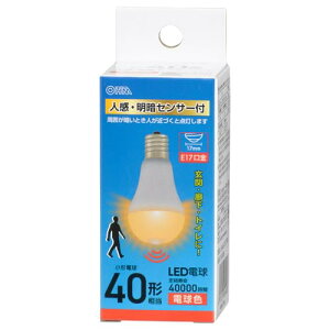 �I�[��(OHM) LED�d�����` E17 40�`���� �l�����ÃZ���T�[�t �d���F�b�I�[���d�@ LDA4L-G/E17 PIR 06-5696