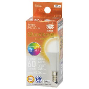 �I�[���d�@ LED�d�����` E17 60�`����/60W���� �d���F Ra93�����F �����Ή� �f�M�ގ{�H���Ή� �~�j�N���v�g���` 5�N�ۏ� LDA6L-G-E17 RA 06-5563 OHM