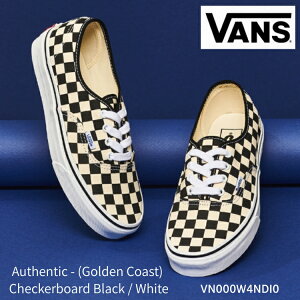 �o���Y �X�j�[�J�[ VANS Authentic (Golden Coast) Checkerboard Black / White VN000W4NDI0 �I�[�Z���e�B�b�N �S�[���h �R�[�X�g �`�F�b�J�[�{�[�h �u���b�N �z���C�g �V���[�Y