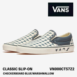 �o���Y �X���b�|�� �X�j�[�J�[ VANS �X���b�|�� CLASSIC SLIP-ON CHECKERBOARD BLUE/MARSHMALLOW VN000CT57Z21 �N���V�b�N�X���b�|�� ���m�`�F�b�J�[�{�[�h �u���[ �}�V���}��