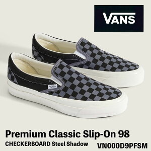 �o���Y �X���b�|�� �X�j�[�J�[ VANS �X���b�|�� PREMIUM CLASSIC SLIP-ON 98 VN000D9PFSM CHECKERBOARD Steel Shadow �v���~�A�� �N���V�b�N�X���b�|�� �`�F�b�J�[�{�[�h �X�e�B�[���V���h�D(�u���b�N/�O���[) �V