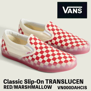�o���Y �X�j�[�J�[ �X���b�|�� VANS �X�j�[�J�[ �X���b�|�� Classic Slip-On TRANSLUCENT RED/MARSHMALLOW VN000DAHCIS �N���V�b�N�X���b�|�� �`�F�b�N ���b�h
