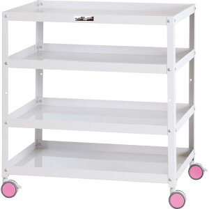 ●u.ヤマキン/山金工業【CWCW-4-RE】色彩ワゴン オープンタイプ4段 W750mm×D500mmサイズ チェリーピンク 組立式