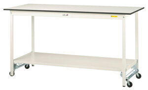 ●u.ヤマキン/山金工業【SUPUH-1890TT-WW】ワークテーブル 150シリーズ ワンタッチ移動タイプ H950mm 全面棚板付 組立式