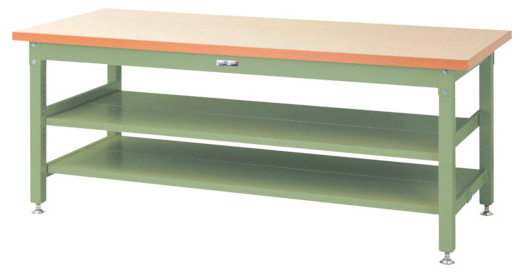 ####u.ヤマキン/山金工業【SSM-1575TT-IG】ワークテーブル スーパータイプ 固定式 H740mm メラミン天板(アイボリー) グリーン 組立式：あいあいショップさくら