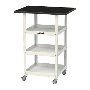 ●u.ヤマキン/山金工業 【LKTCM-6045T3BKW】LABシリーズ 天板付きラボワゴン 棚板3段タイプ W600×D450×H825 組立式