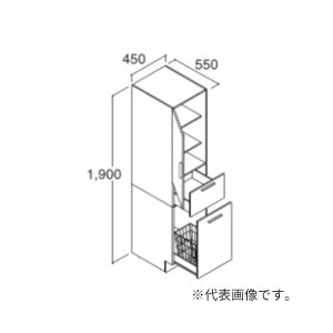 ●INAX/LIXIL 洗面化粧台 クレヴィ【RAS-456DL-A】トールキャビネット ハイグレード 間口450mm ランドリータイプ 受注生産〔HB〕