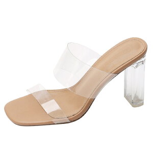 レディース クリアサンダル 太ヒール クリアミュール ヒール9cm/6.5cm/4cm クリアヒール キャバサンダル 透明 ビーチ サンダル コスプレ イベント 仮装 パーティー 結婚式 キャバ嬢 美脚 おしゃ