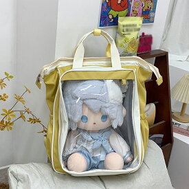 痛バッグ リュック 40cm ぬいぐるみ 入る 大容量 痛バ クリアバッグ 推し活 ぬい活 ドール バッグ バックパック 大きめ イベント 遠征 ライブ デコバッグ チェック柄 シート付き ディスプレ ドール展示 ぬいとお出かけバッグ 外出 4色