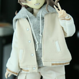 ドール服 人形 衣装 1/6ドール用 服装 アウトフィット 上衣 コート ジャケット スタジャン 野球服 フーディ 長袖 袖なしベスト 22cm ob22/24/26 ぬい服 BJD MJD フード付き 撮影用 コスプレ SNS映え ブラック ホワイト ピンク グレー ベージュ