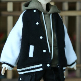 【10日限定10％OFFクーポン】ドール服 人形 衣装 1/6ドール用 服装 アウトフィット 上衣 コート ジャケット スタジャン 野球服 フーディ 長袖 袖なしベスト 22cm ob22/24/26 ぬい服 BJD MJD フード付き 撮影用 コスプレ SNS映え ブラック ホワイト ピンク グレー ベージュ