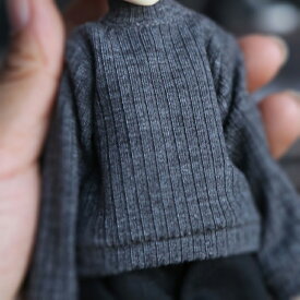 ドール服 人形服 BJD衣装 1/6ドール用 30cm セーター ニット 編み風 上衣 トップス ハイネック 長袖 フルカバー 面ファスナー 冬 秋 軽量 22cm ob22/24/26 ぬい服 BJD MJD 撮影用 コスプレ SNS映え ブラック ホワイト グレー ベージュ