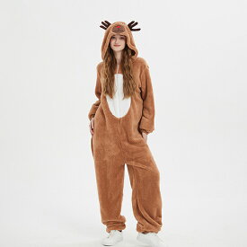 クリスマス 衣装 着ぐるみ パジャマ 親子 トナカイ キッズ 大人 子供 コスチューム コスプレ 仮装 つなぎ オールインワン 着る毛布 ルームウェア 防寒 保温 起毛 ふわふわ もこもこ ボア 発表会 イベント パーティー クリスマス ハロウィン