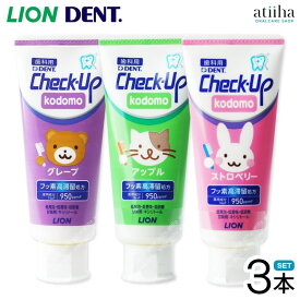 【送料無料】LION ライオン 歯磨き粉 フッ素高滞留 950ppmF Check-Up kodomo チェックアップコドモ 60g【3本】