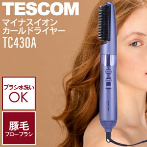 テスコム マイナスイオン カールドライヤーTC430A パープル (ドライヤー TESCOM 美容師 天然毛 静電気 ツヤ ツバキオイル 髪の広がり まとまり ヘアセット スタイリング 正規品)