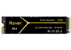Raver ���� SSD 2TB PCIe Gen4x4 M.2 NVMe 2280 ���M�V�[�g�t 3D NAND TLC R:7400MB/s W:6400MB/s PS5 Pro/PS5 Slim/PS5 ����m�F�ς�