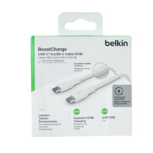 Belkin USB-C to USB-C �ґg�P�[�u�� 100W�Ή� �}���[�d PD�Ή� �����ϋv MacBook/iPad mini/iPad Pro/iPad Air/Galaxy/Android�X�}�[�g�t�H���Ή� 2���[�g�� �z���C�g BOOST CHARGE CAB014bt2MWH