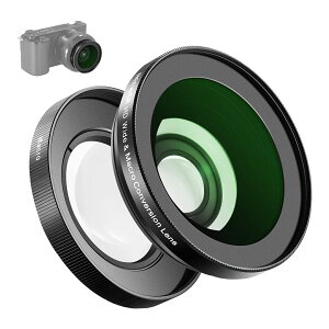 NEEWER 40.5mm HD�L�p�����Y ZV-1F ZV-E10 A5000 A6000�ɑΉ� 2in1 18mm�L�p&10x�}�N���ǉ������Y �����`���[�u�t�� �o���l�b�g�}�E���g�����Y�A�_�v�^�[ (LS-30�A�u���b�N)