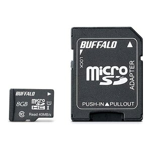 BUFFALO UHS-I Class1 microSD�J�[�h SD�ϊ��A�_�v�^�[�t 8GB RMSD-008GU1SA
