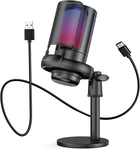 USB �R���f���T�[�}�C�N �Q�[�~���O�}�C�N PC �}�C�N RGB���C�e�B���O ���ʒ��߃~���[�g�{�^�� �w�b�h�z���o�͒[�q���� �P��w���� �v���O���v���C YouTube Skype �Q�[������ ���C�u�z�M �ݑ�Ζ�