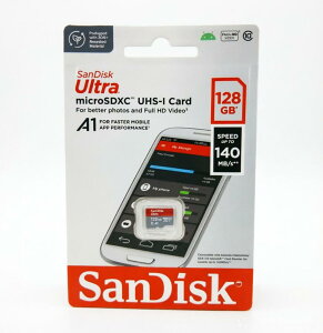 SanDisk (�T���f�B�X�N) 128GB Ultra microSDXC UHS-I �������[�J�[�h - �ő�140MB/�b C10 U1 �t��HD A1 Micro SD �J�[�h - SDSQUAB-128G-GN6MN X0017MJPID