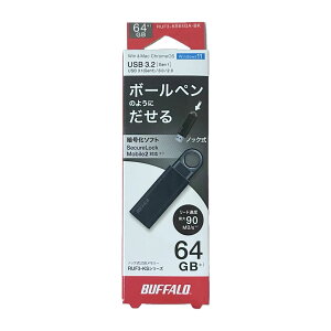 �o�b�t�@���[ BUFFALO �m�b�N�X���C�h USB3.1(Gen1) USB�������[ 64GB �u���b�N RUF3-KS64GA-BK