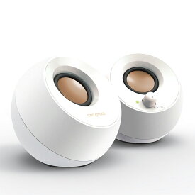 Creative Pebble ホワイト 音声入力 ピンプラグ/電源 USB 接続 / 45度 上向きスピーカー 低音パッシブラジエーター 搭載 ピーク出力8.8W/総合4.4W RMS PC スピーカー SP-PBL-WH