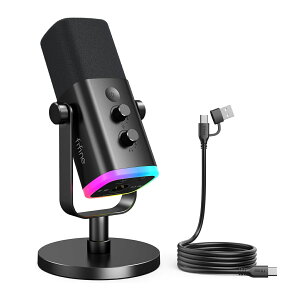 FIFINE XLR/USB�ڑ� �_�C�i�~�b�N�}�C�N �Q�[�~���O �z�M�p �P��w���� �m�C�Y�ጸ �v���O���v���C PC �p�\�R�� PS4 PS5�Ή� RGB���C�g �� AmpliGame AM8