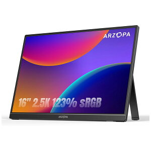 ARZOPA 16�C���` 2.5K ���o�C�����j�^�[ 2560x1600 QHD �����IPS�t���p�l�� �f�B�X�v���C 123% sRGB �L�F�� ���j�^�[ �����^�� ���^ �y��USB C/mini HDMI/�X�s�[�J�[���� �X�}�z/PC/Mac/�Q�[���@�Ή� �Q�[�~��