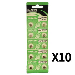 A-ITEM SUNCOM �A���J���{�^���d�r LR621 1.55V LR621/LR60/AG1 SR621SW�݊� (10��×10�V�[�g)