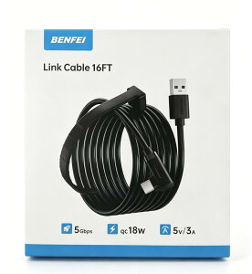 BENFEI link�P�[�u�� 4.8M Oculus/Meta Quest 3/2/1/Pro/Pico4 �A�N�Z�T������� PC/SteamVR �ƌ݊������� ���� PC �f�[�^�]�� VR �w�b�h�Z�b�g�p USB 3.0 - USB C �P�[�u��