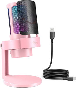 FIFINE USB�R���f���T�[�}�C�N RGB���C�g �J�[�f�B�I�C�h�w����USB�P�[�u���t���v���X�e�}�C�N �^�b�`���~���[�g RGB���� YouTube Skype Discord Zoom �^�� �Q�[������ �{�C�Y�`���b�g ���C�u�z�M �e����