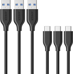 Anker USB Type C P[u PowerLine USB-C & USB-A 3.0 P[u (0.9m × 3{Zbg) Xperia/Galaxy/LG/iPad Pro/Air MacBook ̑ Android  USB-C@Ή e[N [g ݑΖ ubN B071CL6QMD