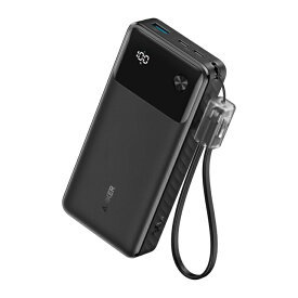 Anker Power Bank 20000mAh 30W モバイルバッテリー【USB-Cケーブル付属・ディスプレイ搭載】PD対応 大容量バッテリー iPhone 16/15/Android/iPad 各種機器対応（ブラック） X00167YY1H B0CQY7SRTY