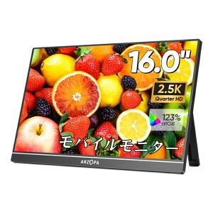 ARZOPA 16�C���` 2.5K ���o�C�����j�^�[ 2560x1600 QHD �����IPS�p�l�� 123% sRGB �L�F�� ���^ �y�� �X�s�[�J�[���� USB Type-C mini HDMI �X�}�z PC Mac �Q�[���@ �Q�[�~���O���j�^�[ Z1RC X00190KBO5 B0CH9XR3G4
