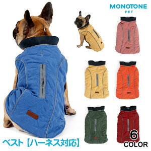 犬服 ハーネス一 ベスト【ハーネス対応】【秋冬モデル】【大型犬向け】中型犬 大型犬 夜でも安心なキルティングジャケットベスト/ジャンパー/リード穴あり/簡単マジックテープ脱着 大型