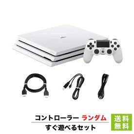 PS4 Pro 本体 すぐ遊べるセット CUH-7000BB02 グレイシャー ホワイト 1TB 純正 コントローラー ランダム【中古】