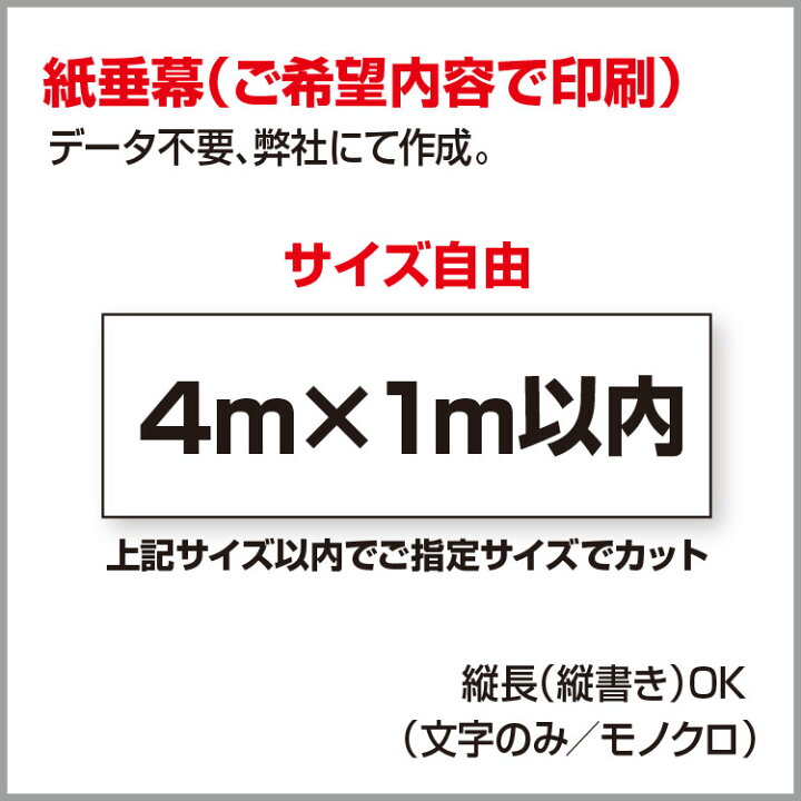 楽天市場 オリジナル作成 縦横自由 紙 垂れ幕 議事録 横断幕 長尺ポスター タペストリー 4m 1m以内 看板いいな