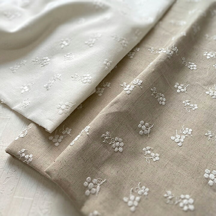 楽天市場】リネン コットン 綿麻 刺繍 berries ベリー柄 生地 レース 