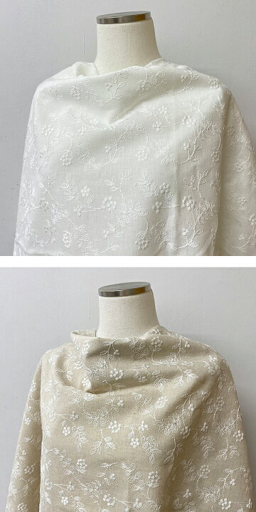 楽天市場】リネン コットン 綿麻 刺繍 Leaf bush 葉っぱ柄 生地 レース 