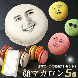 お中元 スイーツ 面白い おもしろい おもしろ マカロン ギフト 顔マカロン 5個入 顔 マカロン お菓子 子供 贈り物 お返し 記念日 誕生日プレゼント プチギフト 詰め合わせ セット お取り寄せ 写真入り オリジナル 美味しい 個包装 有名 焼き菓子
