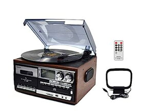 【中古】WINTECH マルチオーディオプレーヤー ブラウン レコード・カセット・AM・FM・CD・SD・USB・AUX KRP-308MS