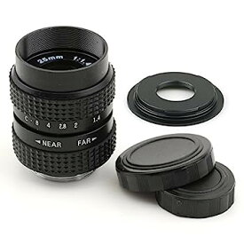 【中古】(バシュポ) Pixco CCTVレンズ 25mm f/1.4 Cマウントテレビカメラレンズ - Micro Four Thirds カメラ (ブラック) +Cマウントアダプター 撮影 用 (