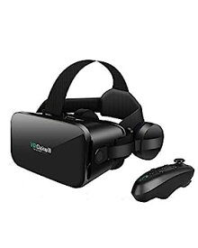 【中古】（非常に良い）最新 VRゴーグル VRヘッドセット VRヘッドマウントディスプレイ 3D スマホVR ヘッドホン付き モバイル型 (黒)