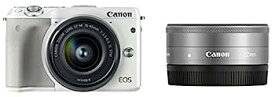 【中古】Canon ミラーレス一眼カメラ EOS M3 ダブルレンズキット(ホワイト) EF-M15-45mm F3.5-6.3 IS STM EF-M22mm F2 STM 付属 EOSM3WH-WLK2
