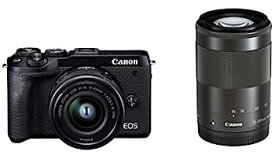 【中古】（非常に良い）Canon ミラーレス一眼カメラ EOS M6 Mark II ダブルズームキット ブラック EOSM6MK2BK-WZK