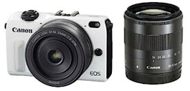 【中古】Canon ミラーレス一眼カメラ EOS M2 ダブルレンズキット(ホワイト) EF-M18-55mm F3.5-5.6 IS STM EF-M22mm F2 STM付属 EOSM2WH-WLK