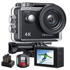 【中古】（非常に良い）AKASO EK7000 アクションカメラ 4K 2000万画素 水中カメラ WiFi搭載 外部マイク対応 30M防水 HDMI出力 170度広角レンズ リモコン付き 1050mAhバ