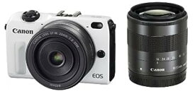 【中古】（非常に良い）Canon ミラーレス一眼カメラ EOS M2 ダブルレンズキット(ホワイト) EF-M18-55mm F3.5-5.6 IS STM EF-M22mm F2 STM付属 EOSM2WH-WLK