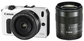 【中古】（非常に良い）Canon ミラーレス一眼カメラ EOS M ダブルレンズキット EF-M18-55mm F3.5-5.6 IS STM/EF-M22mm F2 STM付属 ホワイト EOSMWH-WLK